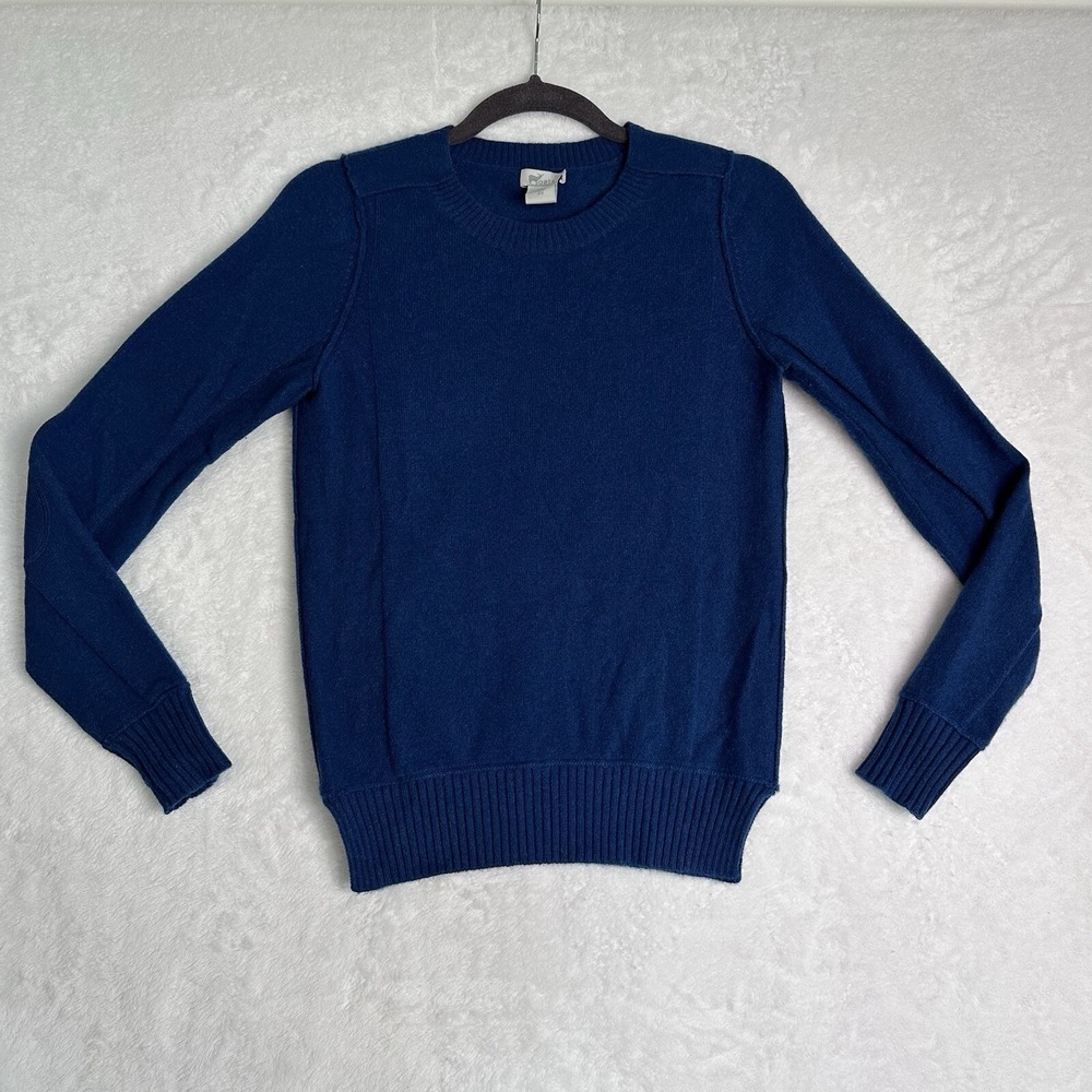 Goats Cashmere Sweater Womens XS Long Sleeve Ribbed Side Slit Pullover‎ Blue